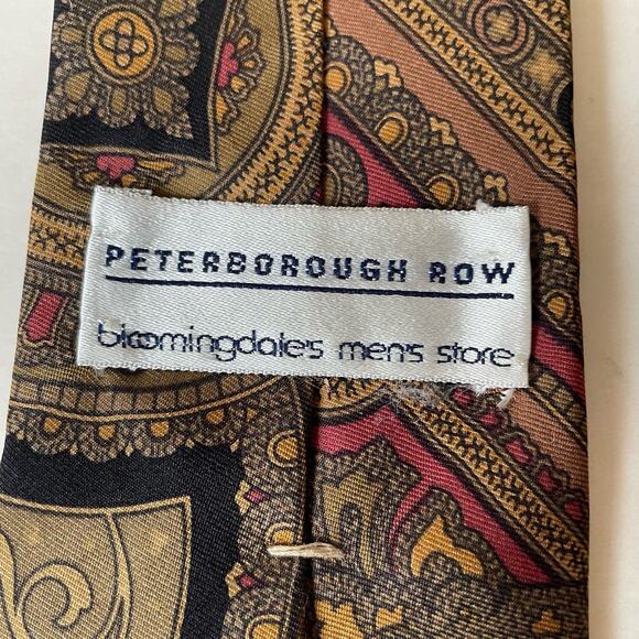 Vintage 1970s/1980s Peterborough Row 100% Silk Tie Made in USA Paisley Brown Red - Picture 5 of 8